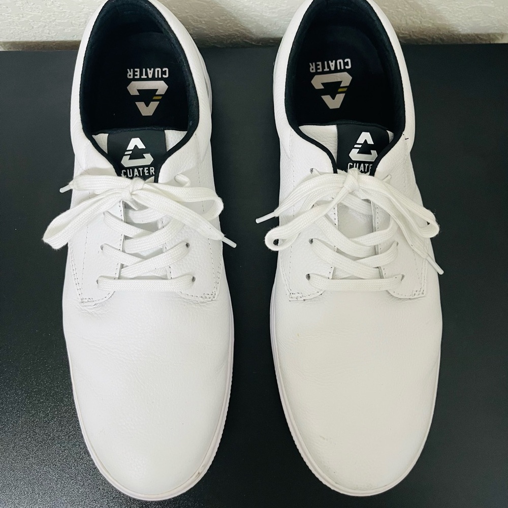 Cuater White Lace-Up Leather Sneakers